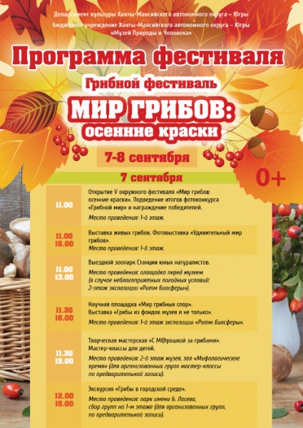 В Ханты-Мансийске пройдет фестиваль «Мир грибов: осенние краски»
